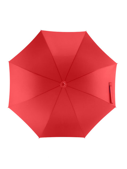 Rain Automatic Umbrella with Walking Stick Red