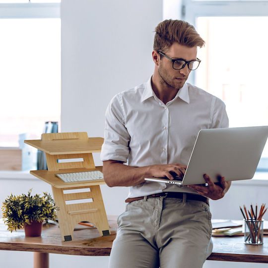Relaxdays Stand pentru Laptop până la 17" Bej (10046348)