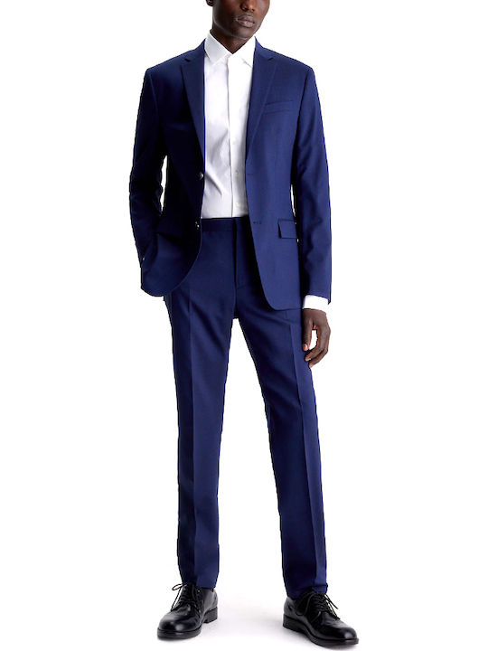Men's Winter Suit Jacket Slim Fit Blue