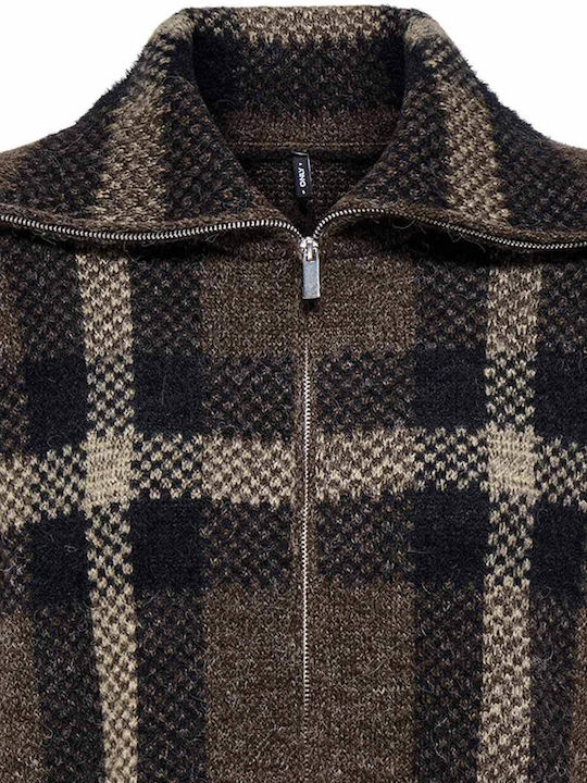 Women's Knitted Cardigan with Zipper Black