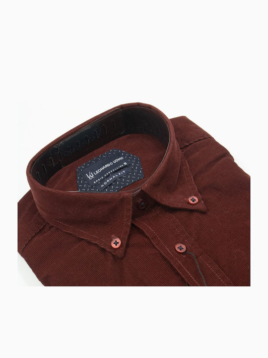 Long-sleeved Corduroy Shirt Burgundy