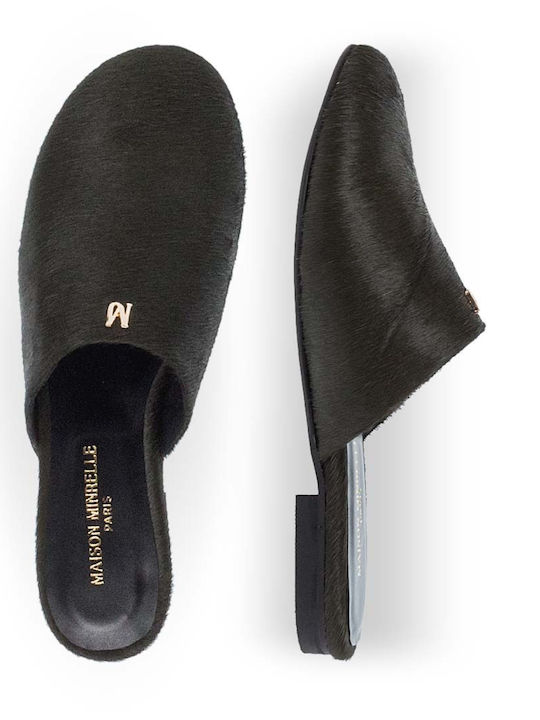 Leder Mules mit Absatz in Grün Farbe