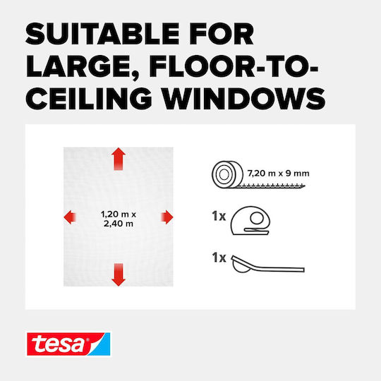 Tesa Comfort Σίτα Παραθύρου με Σκρατς Σταθερή Λευκή 240x120cm