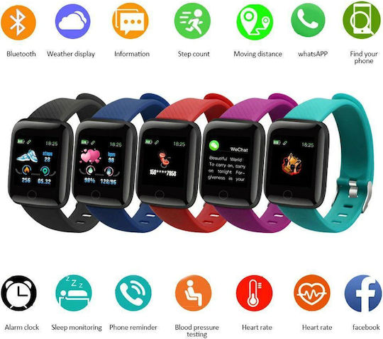ID116 plus Smartwatch με Παλμογράφο (Μωβ)
