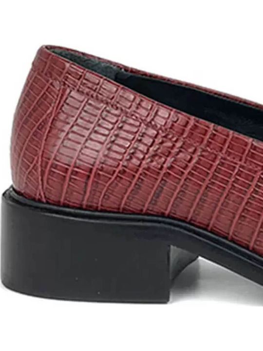 Leder Damen Loafers in Rot Farbe