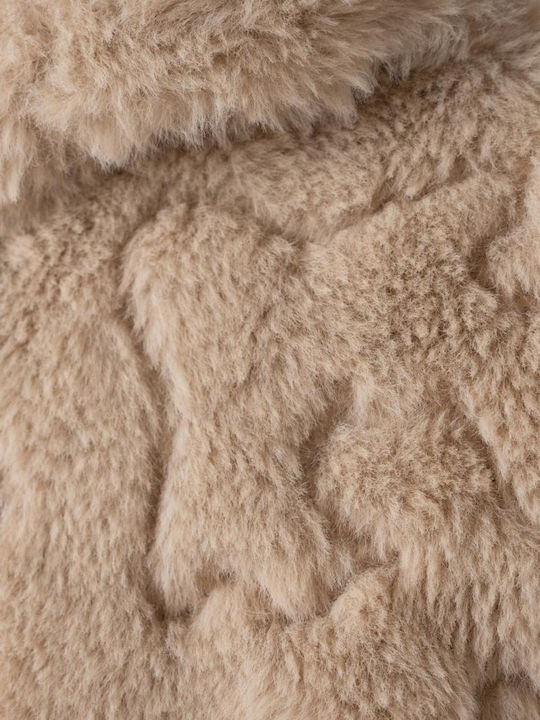 Kinderpelz mit Kapuze Beige