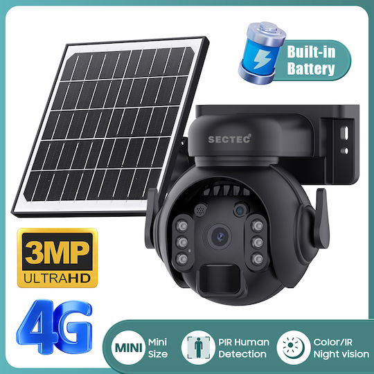 Sectec ST-515C-3M-4G-BK-100 IP Κάμερα Παρακολούθησης 4G Full HD+ 3MP Αδιάβροχη Μπαταρίας με Αμφίδρομη Επικοινωνία και Φακό 3.6mm