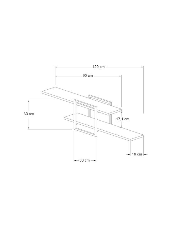 Ράφι Τοίχου Mone Sapphire Oak - Μαύρο 120x18x30εκ.