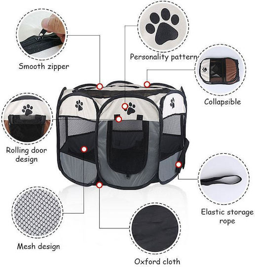 Foldable Park Dog Octagon made of Fabric 98 x 98 x 58cm