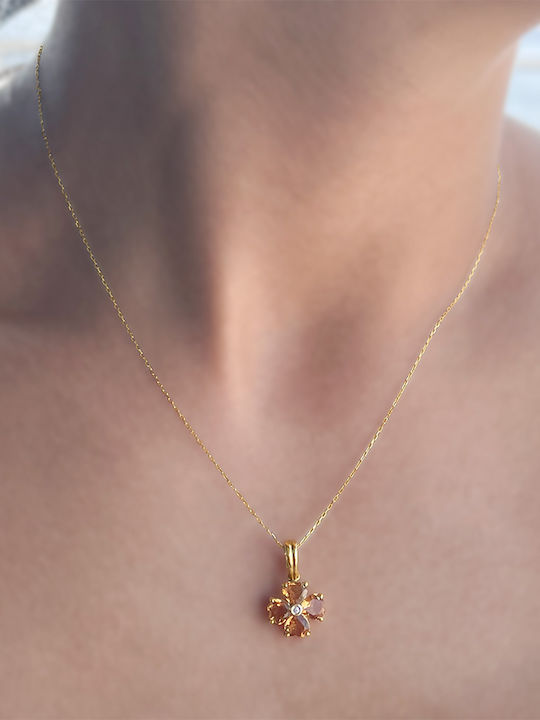 Μενταγιον Κ18 Χρυσό Citrine Διαμάντια F126451