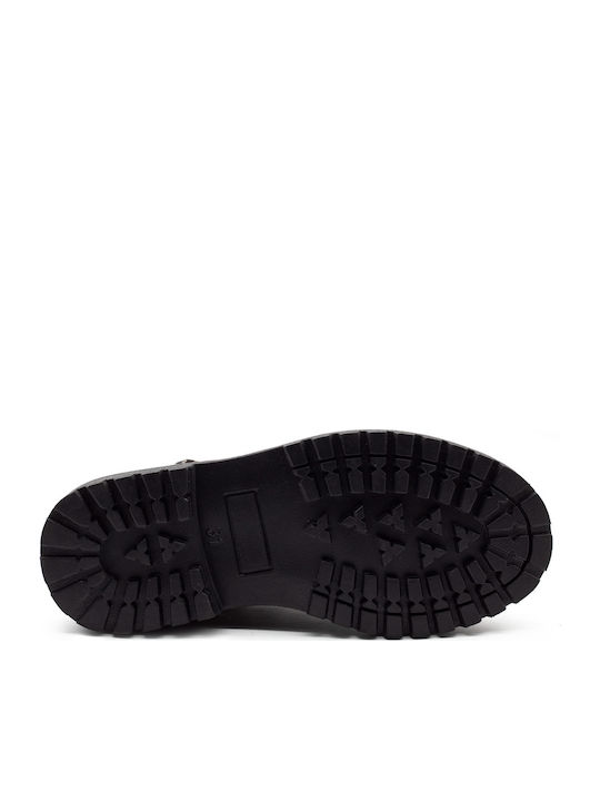 Kids Leather Ballerinas with Adjustable Metal Clasp Brown