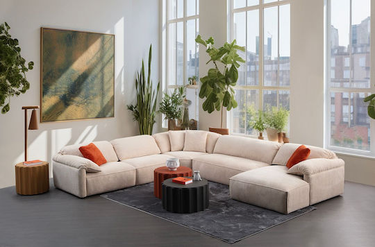 Flamingo Corner 1 Corner Couch Cream 335x385x80 cm