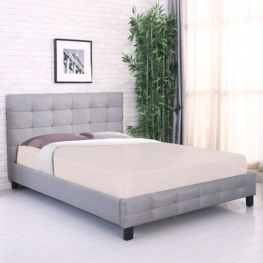 Fidel Bett Einzelbett Mit Stoff bezogen Gray für Matratze 90x190cm