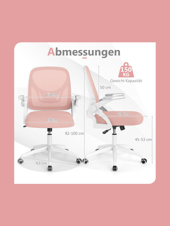 Costway Office Chair With Recline And Adjustable Arms Pink
