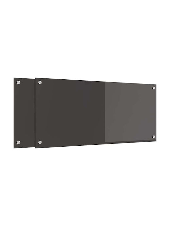 vidaXL Rectangular Glass Back Dark Gray 90x40cm 3415464 2 Pieces
