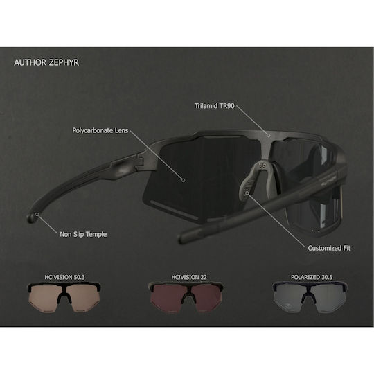 Author Cycling Glasses Vision with Gray Frame & Dark Lenses