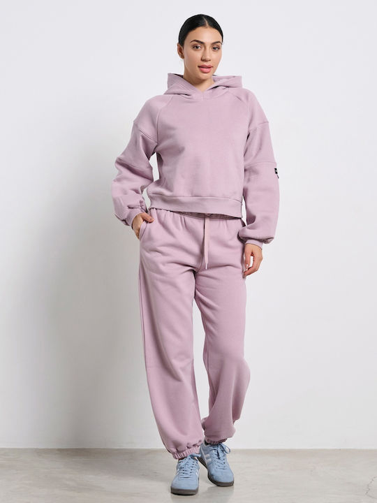 Cropped Women's Sweatshirt Hooded Pink