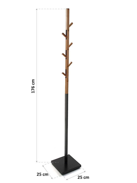 Versa Berlin Καλόγερος Ξύλινος Μαύρος 25x25x176cm