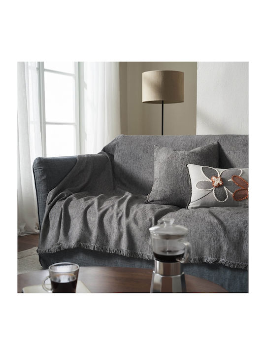 Gofis Home Zephyr Ριχτάρι Πολυθρόνας Chenille 146x180εκ. Ink Grey 146/15