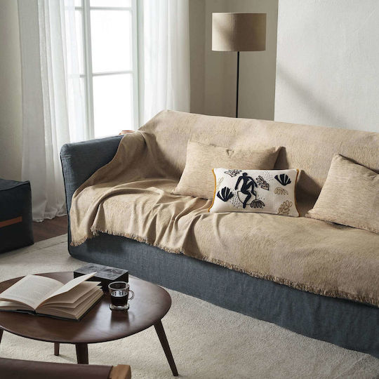 Gofis Home Zephyr Ριχτάρι Πολυθρόνας Ζακάρ 146x180εκ. Sesame Beige 146/06