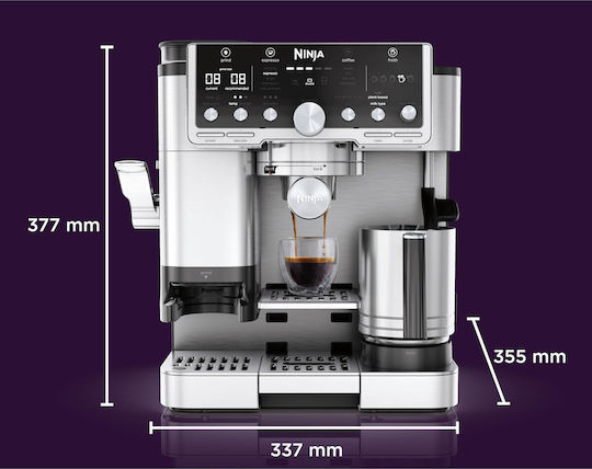 Ninja Luxe Cafe Pro Series Αυτόματη Μηχανή Espresso 1650W Πίεσης 15bar για Cappuccino με Μύλο Άλεσης Καφέ