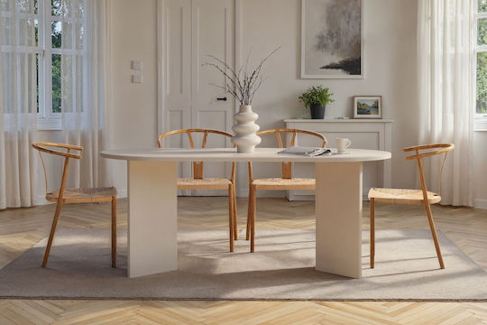 Sablin Маса За Трапезария Дървена Бяла 180x89.5x75см