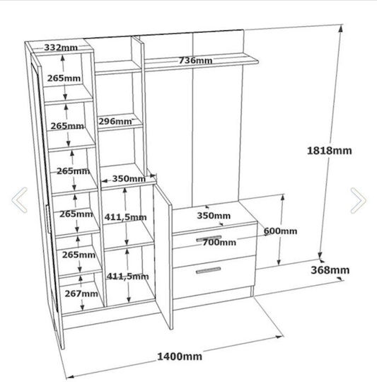 Mobilier de Intrare cu Oglindă / Cuier & Dulap pentru Pantofi Oak-anthracite 140x36.8x181.8cm