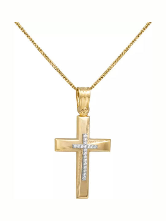 Women's Gold Cross 14K Double Sided with Chain