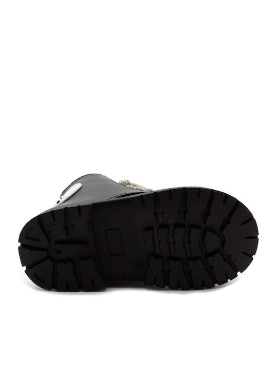 Leather Kids Boots with Laces Black