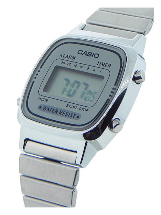 Casio Digital Women's Watch with Silver Metal Bracelet