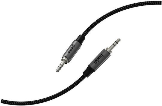 Buddi 3.5mm Male To 3.5mm Male Black 1m Audio Cable With Gold Plated Terminals