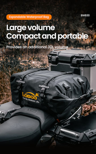 Loboo Waterproof Motorcycle Tail Bag 30lt Black