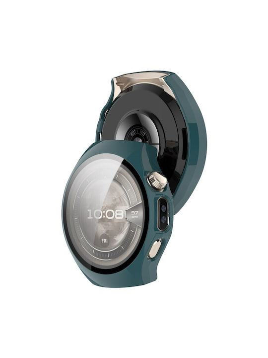 Пластмасов Калъф със Стъкло в Зелен цвят за Huawei Watch 5 - 46 мм