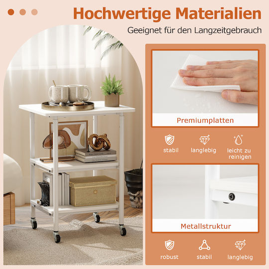 Costway Kitchen Trolley Metallic White