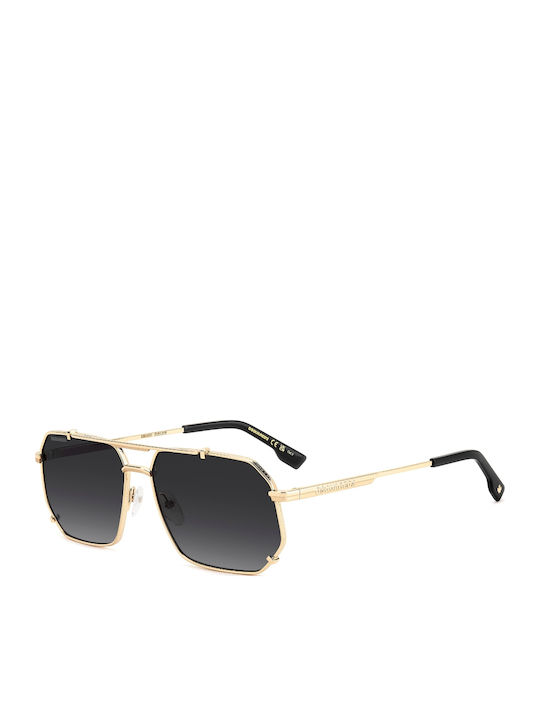 Dsquared2 Unisex Sunglasses with Gold Metal Frame and Gray Gradient Lens D2 0175/S 000/9O