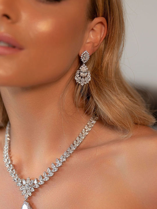 Hair Duty Set with Necklace & Earrings with Stones
