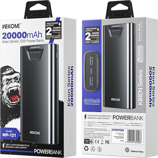 WK WP-121 Power Bank 20000mAh mit 2 USB-A Anschlüssen Weiß