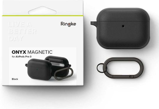 Ringke Onyx Magnetic Hülle Silikon mit Haken in Schwarz Farbe für Apple AirPods Pro 3