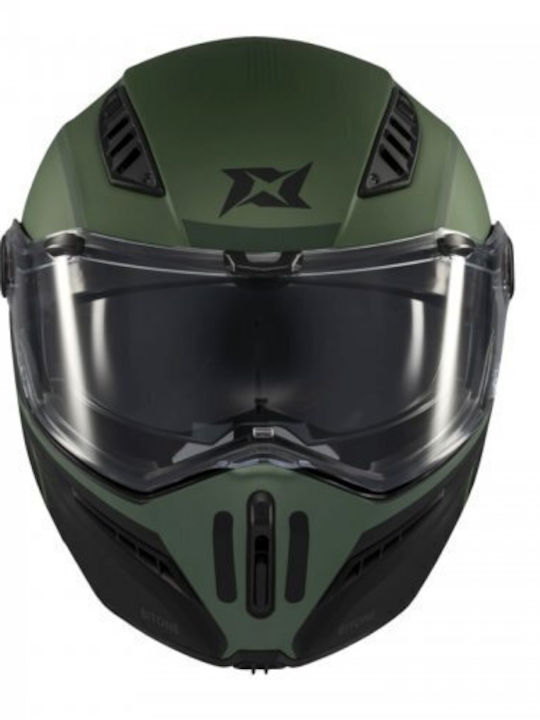Axxis Ghostfighter C6 Хаки Мат Каска За Мотор Флип Ъп DOT / ECE 22.06 1750гр със Sunvisor