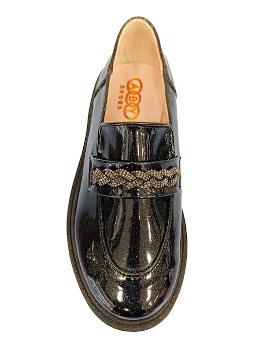 Girls Anatomic Patent Leather Moccasins Black