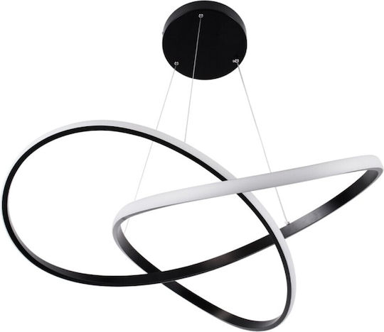 VenCore Black LED Pendant Ceiling Light with Warm to Cool White Light Grid 56x56cm