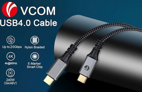 VCOM USB 2.0 Video Cable USB-C male - Thunderbolt 3 240W Μαύρο 2m
