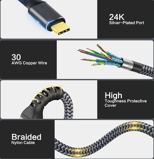 VCOM USB 2.0 Video Cable USB-C male - Thunderbolt 3 240W Μαύρο 2m