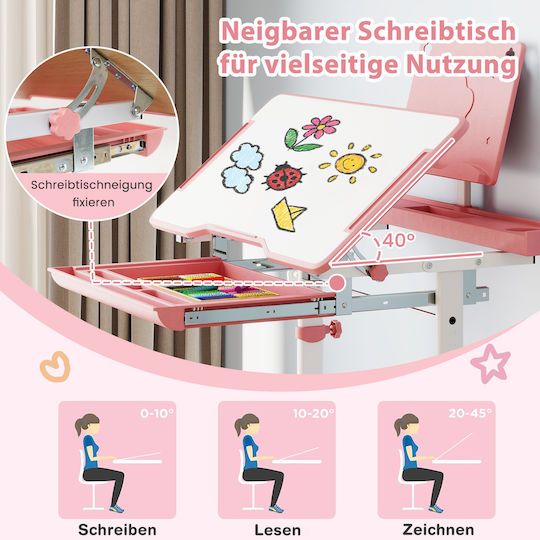 Kinderschreibtisch aus Melamin Rosa