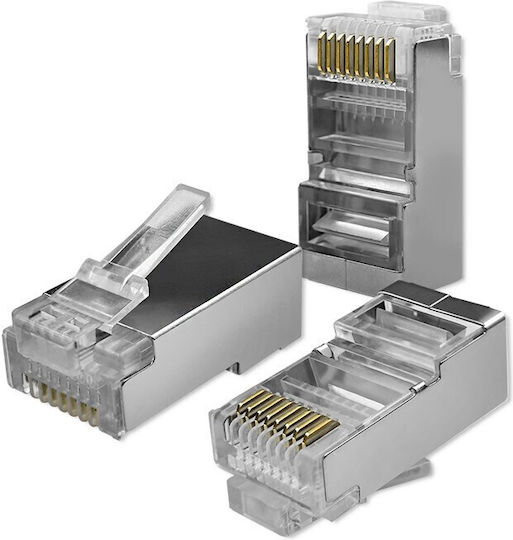Qoltec Prize Trecere Prin Orificiu Conectori RJ-45 Cat5e FTP Pass Through Contacte Ambalate 10 Bucăți