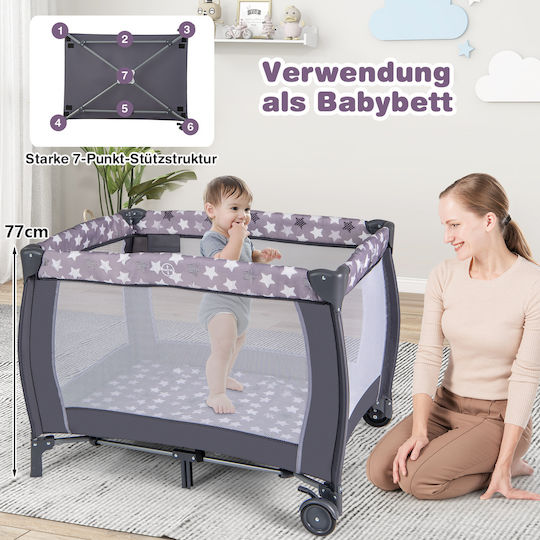Costway Laufstall mit Wickeltisch & Matratze Gray