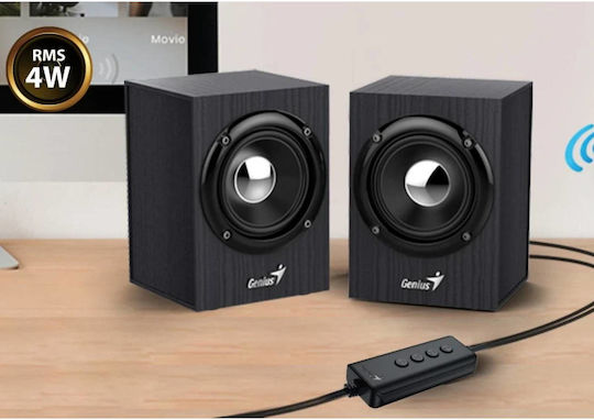 Genius SP-HF385BT Ηχεία Υπολογιστή 2.0 με Bluetooth και Ισχύ 4W Μαύρα