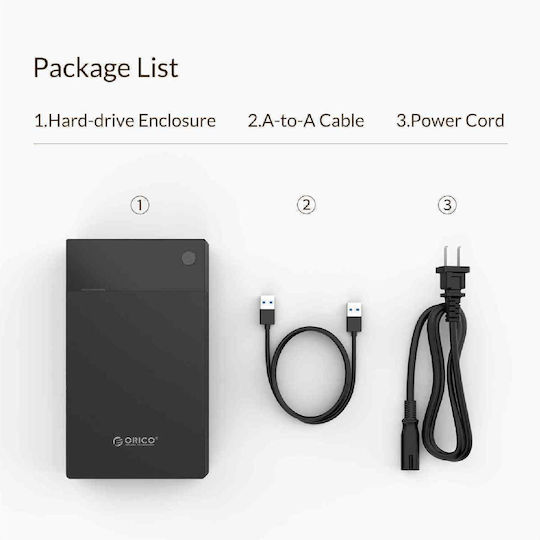 Orico 3599u3-eu-bk 3.5" 8.89 Cm Enclosure 3.5"/2.5" Hdd Ssd Sata Usb 3.0 Black