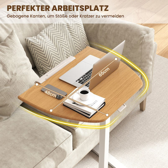 Side Table with Wheels L65xW49xH74cm. Beige