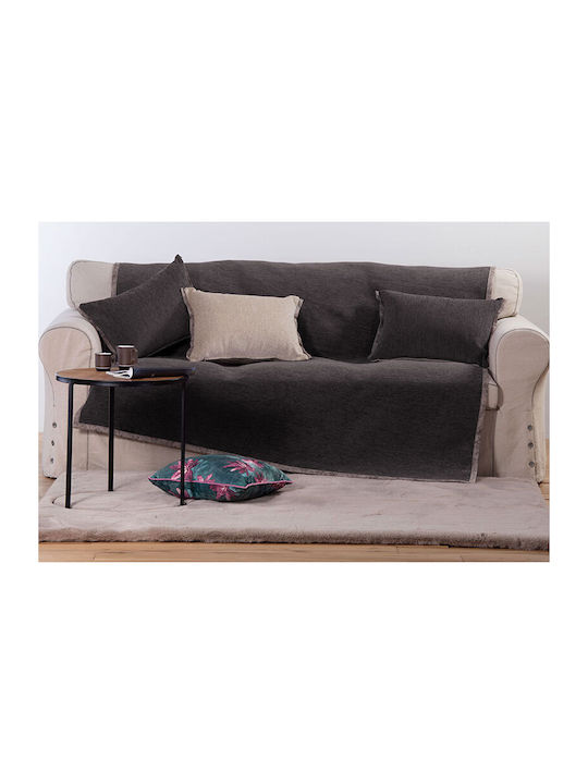 Nef-Nef Homeware New Tanger Armchair Throw 2 Sides 180x180cm Brown Ecru